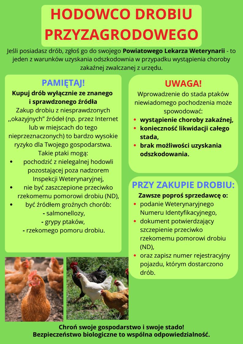 ulotka dla hodowców drobiu przyzagrodowego